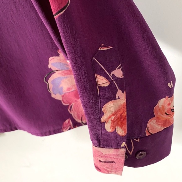Lord & Taylor 100% Silk Floral Longsleeve top,Sz 2 - Picture 5 of 6